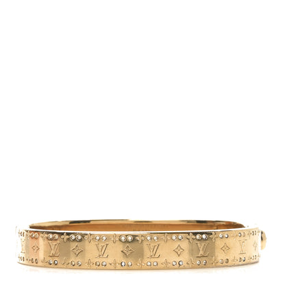 Louis Vuitton Brass Crystal Monogram Nanogram Strass Cuff M Gold 3 of 6