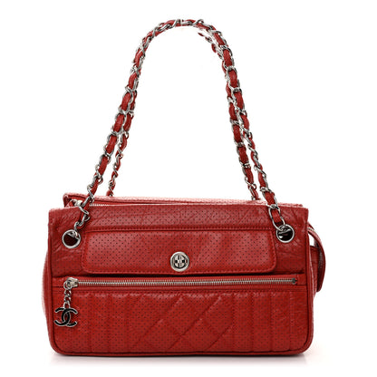 Chanel Calfskin Perforated 50's Satchel Red 1 of 11