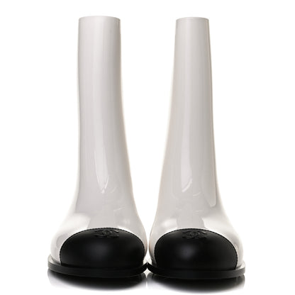 Chanel Rubber Rain Boots 38 Ivory Black 2 of 11