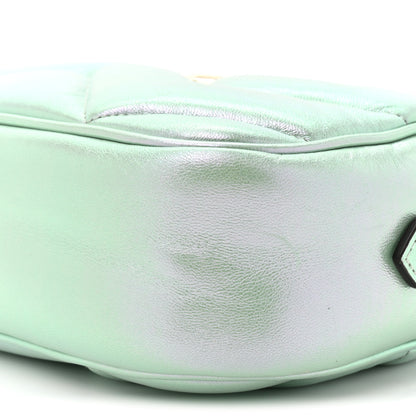 Gucci Iridescent Nappa Chevron Matelasse Small GG Marmont Chain Shoulder Bag Iridescent Salvy Green 9 of 10