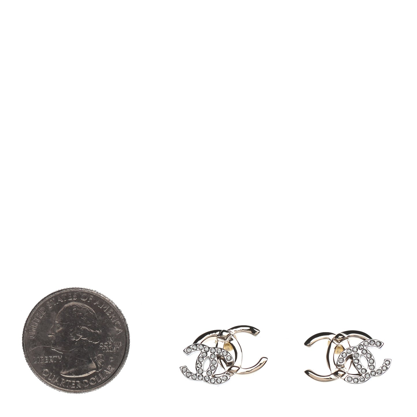 Crystal Double CC Earrings Gold Silver