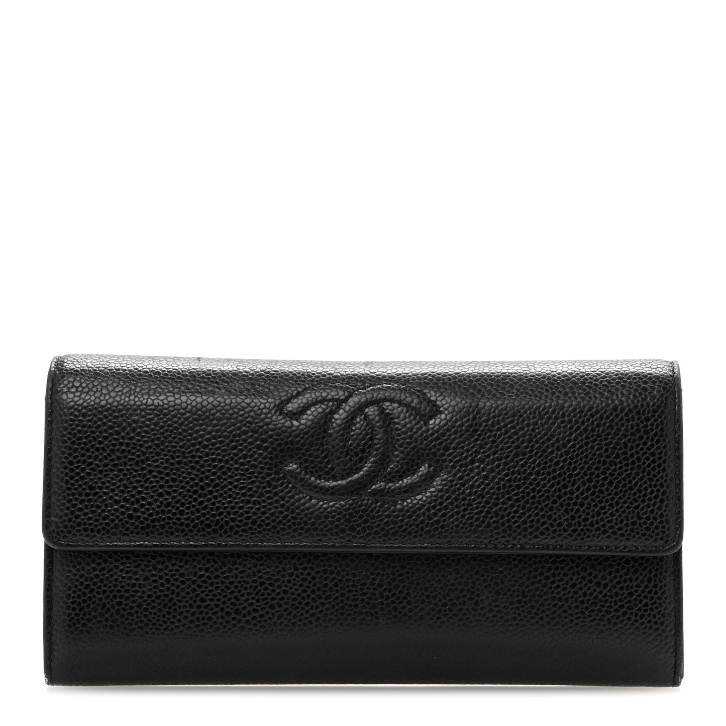 Caviar Timeless CC Large Gusset Flap Wallet Black