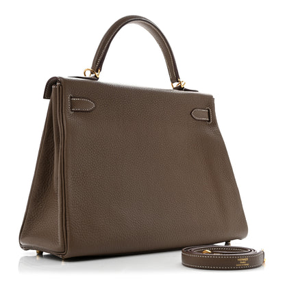 Hermes Taurillon Clemence Kelly Retourne 32 Etoupe 3 of 16