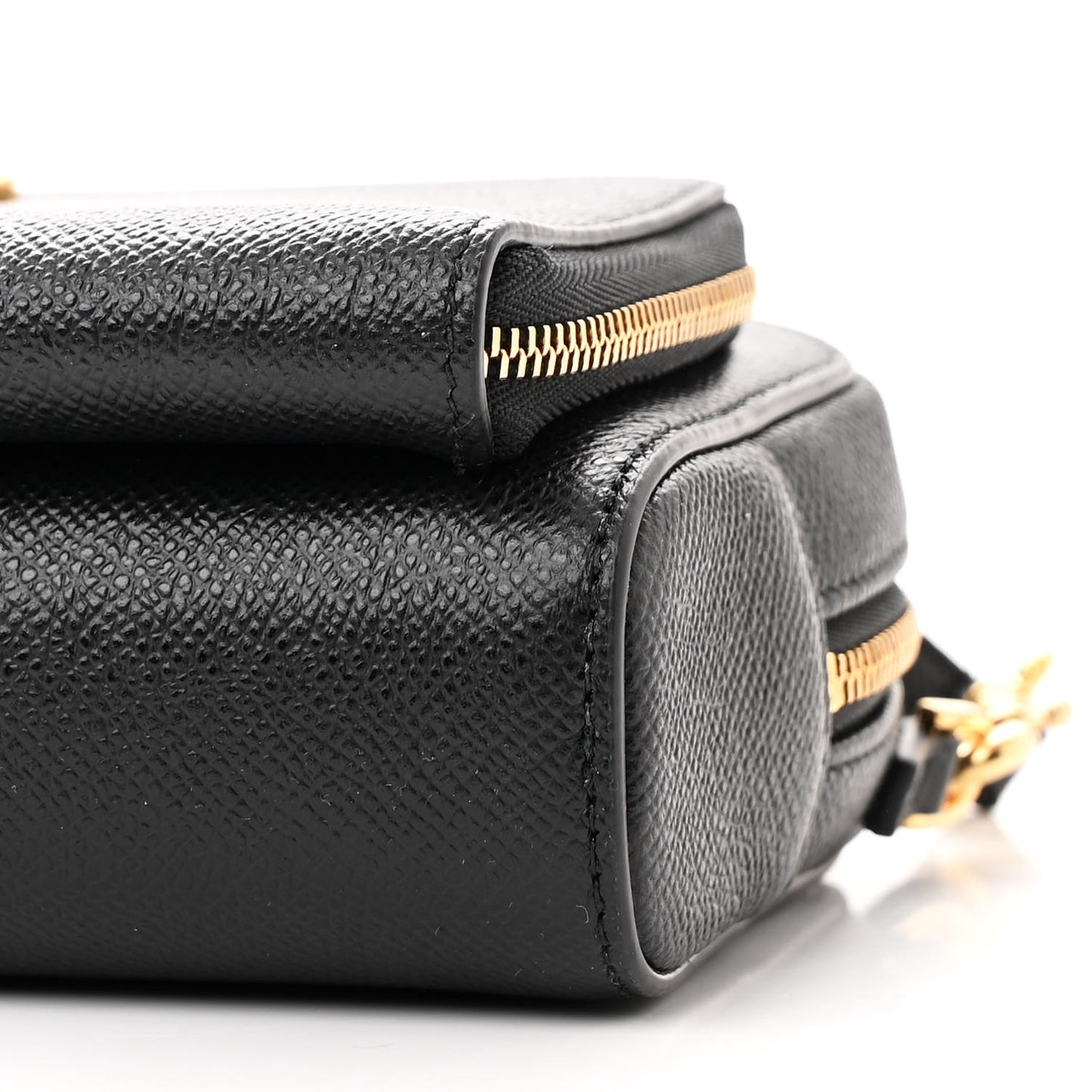 Grained Calfskin Caro Double Pouch Black