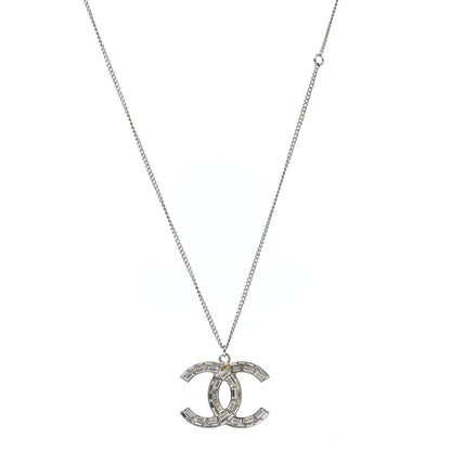 Chanel Baguette Crystal CC Necklace Silver 1 of 12