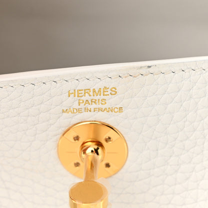 Hermes Taurillon Clemence Mini Lindy 20 New White 6 of 11