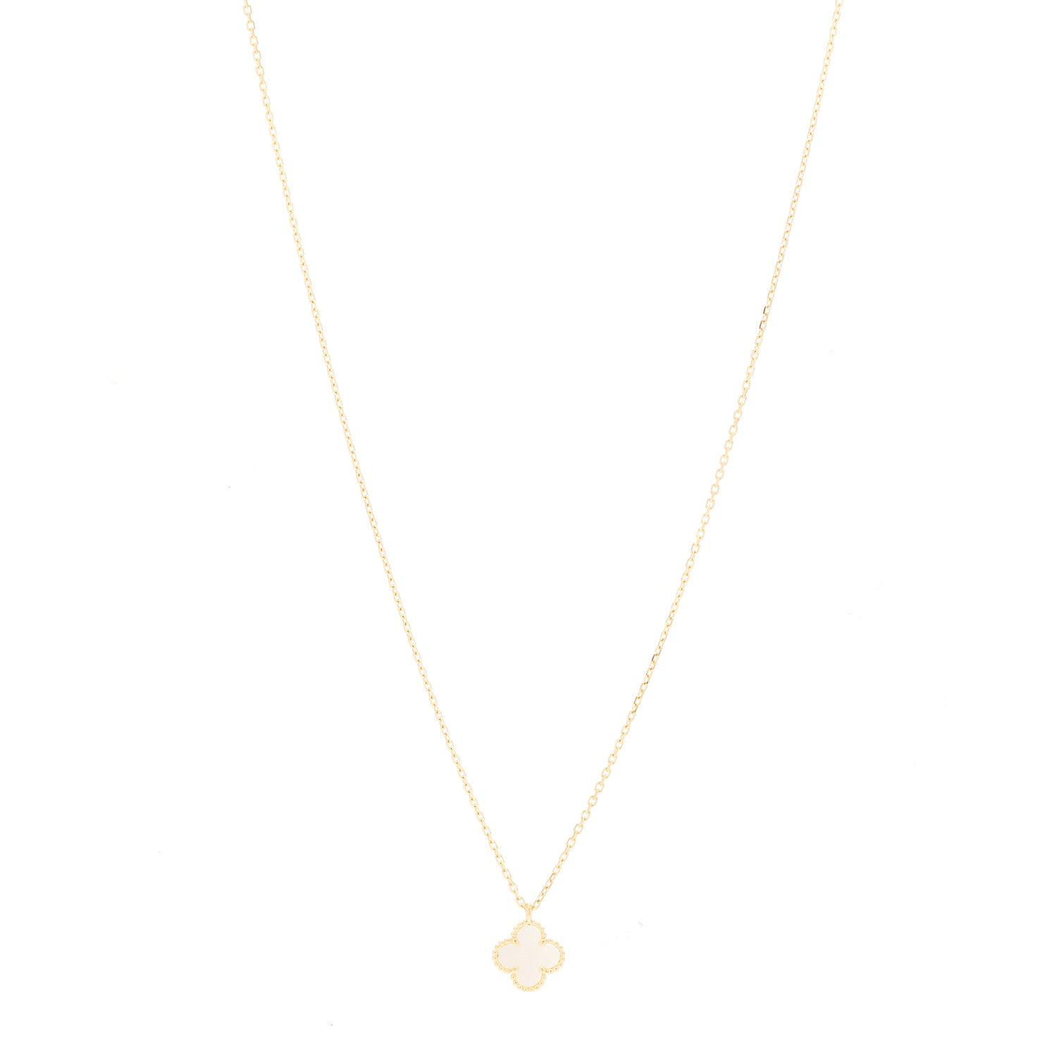 Van Cleef & Arpels 18K Yellow Gold Mother of Pearl Sweet Alhambra Pendant Necklace 1 of 7