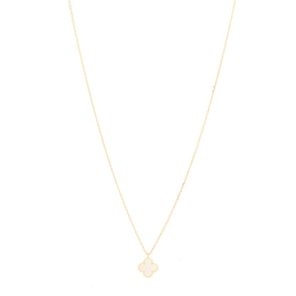 Van Cleef & Arpels 18K Yellow Gold Mother of Pearl Sweet Alhambra Pendant Necklace 1 of 7