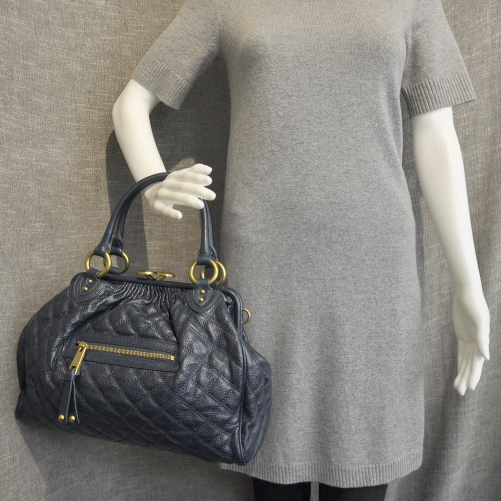 Quilted Leather Stam Petrol Blue