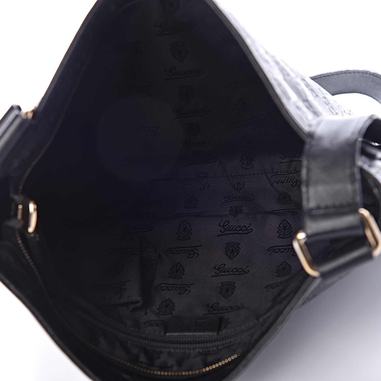 Gucci Guccissima Medium Flat Messenger Bag Black 7 of 10