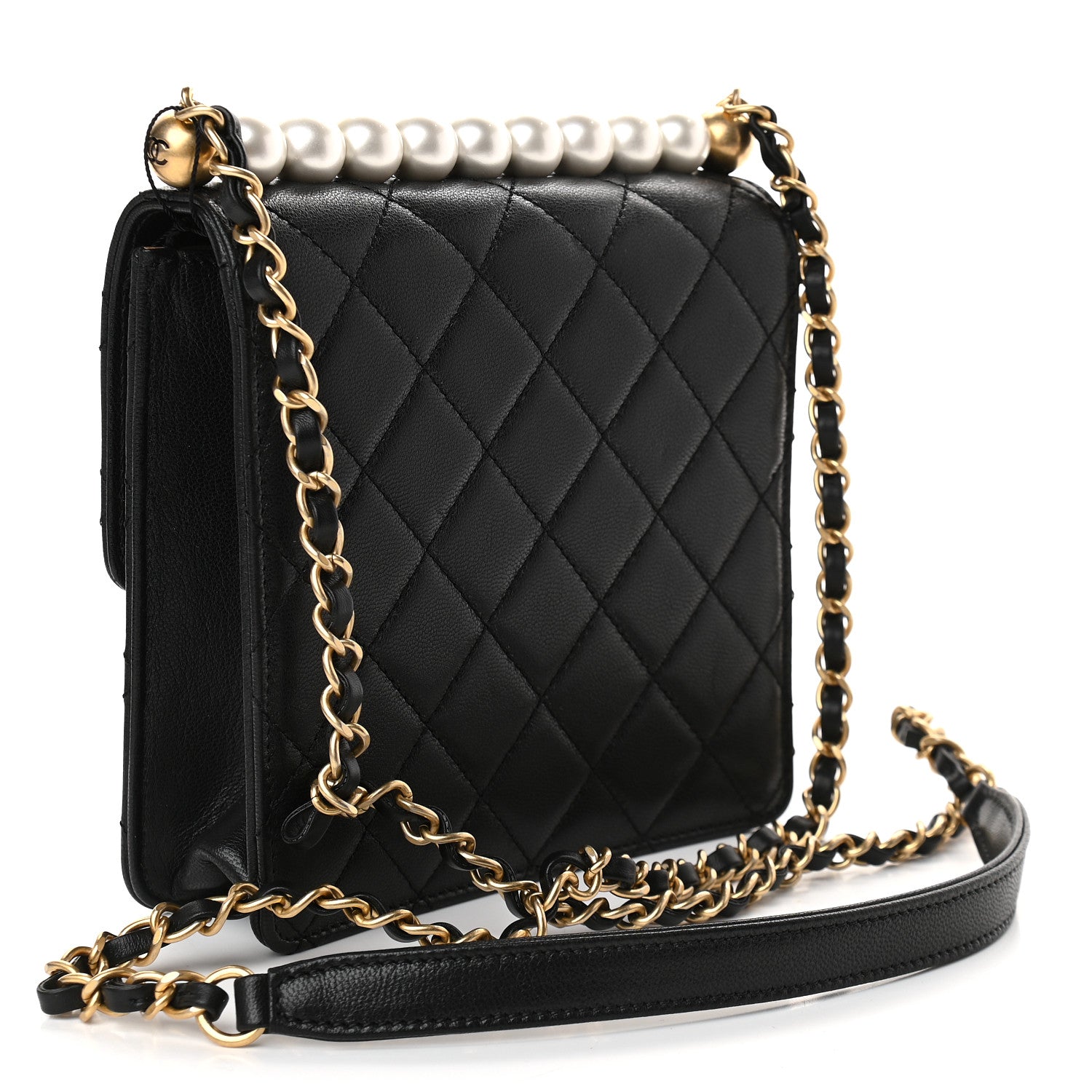 Chanel Goatskin Quilted Chic Pearls Flap Black 3 of 9