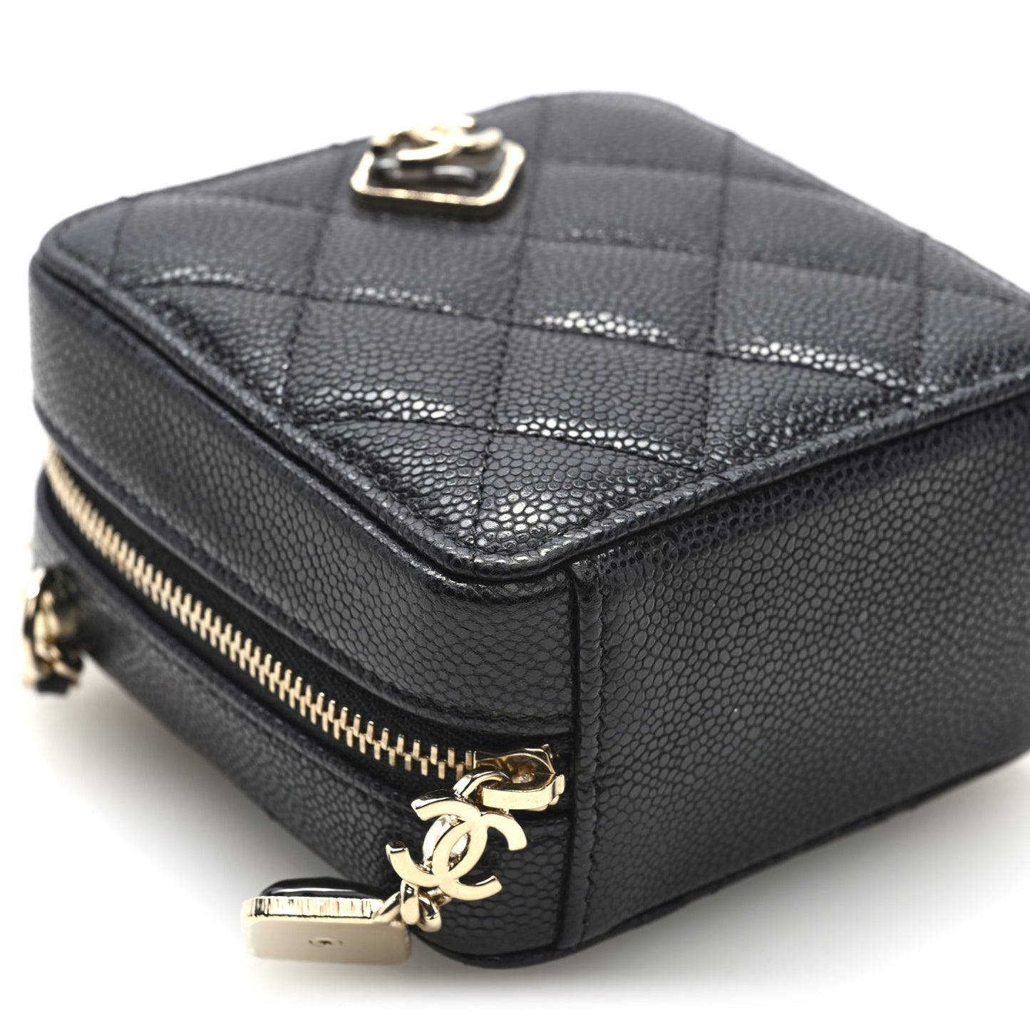 Caviar Quilted Clutch With Chain Black