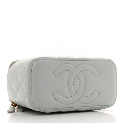 Chanel Lambskin Quilted Sweet Camellia Small Vanity Case With Chain Light Green 4 of 11