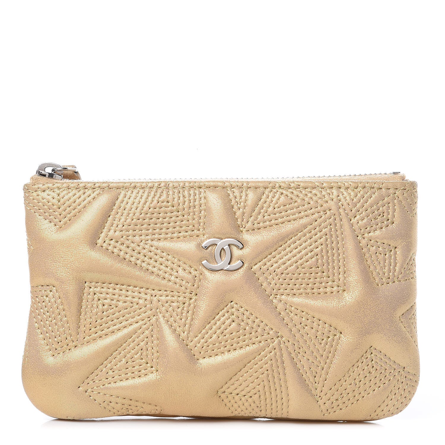 Chanel Metallic Lambskin Star Embossed Coin Purse Case Gold 1 of 10