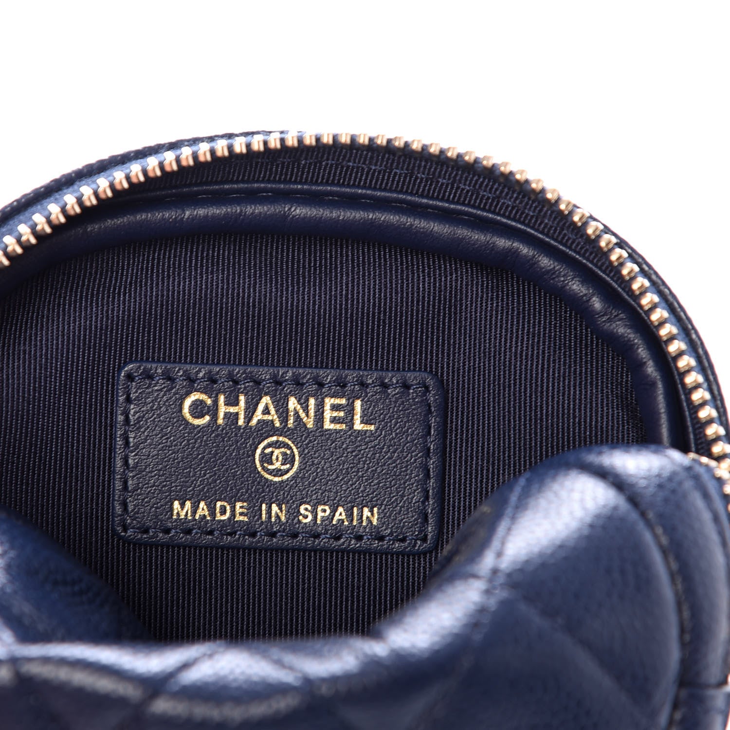 Chanel Caviar Quilted Zip Around Classic Coin Purse Navy Blue 6 of 8