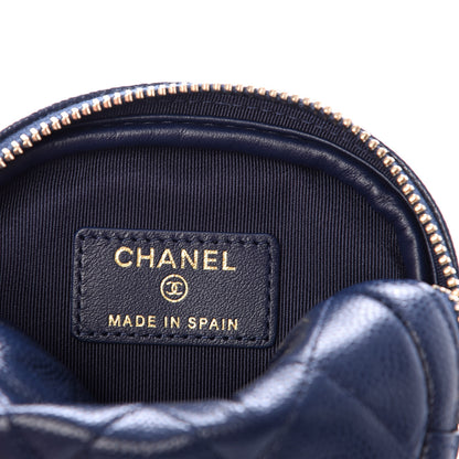 Chanel Caviar Quilted Zip Around Classic Coin Purse Navy Blue 6 of 8