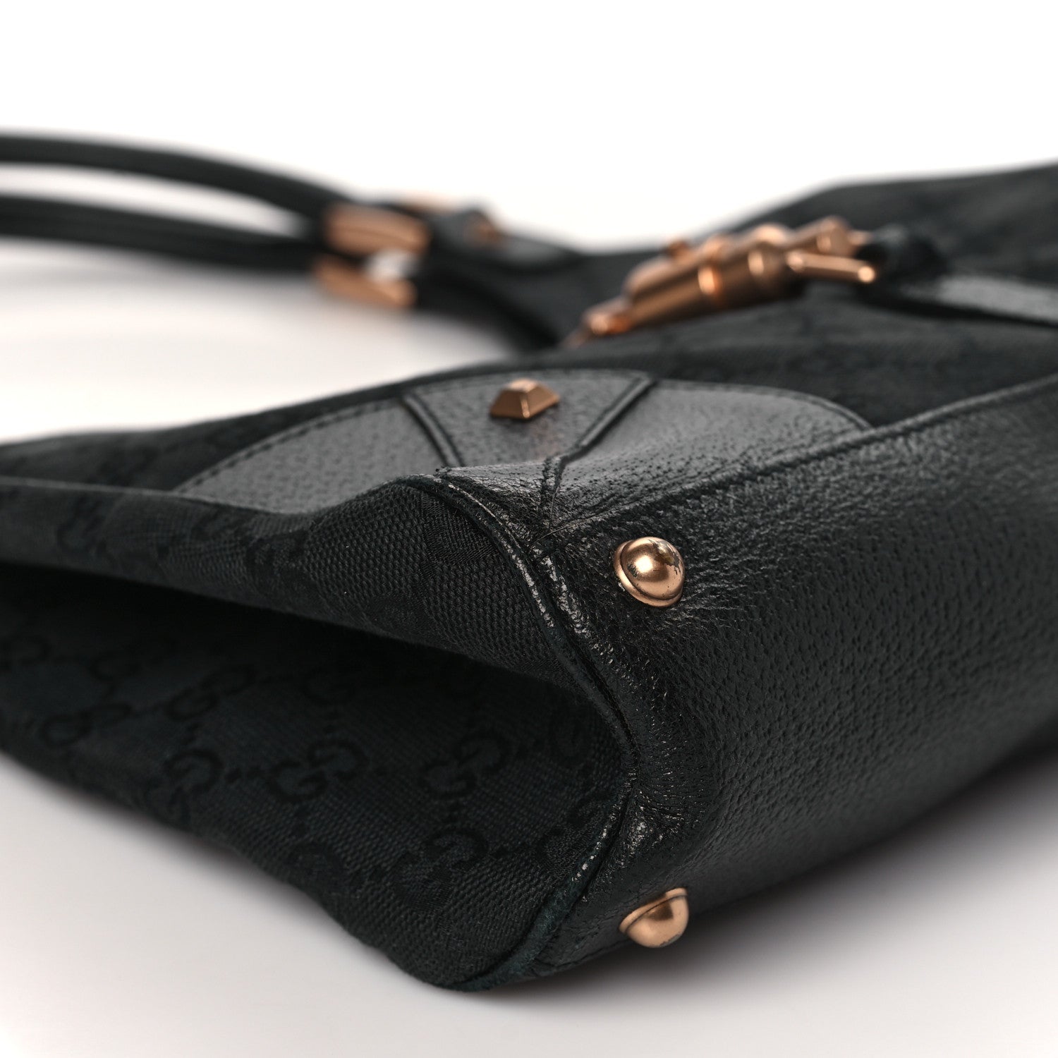 Gucci Monogram Calfskin Large Bardot Tote Black 7 of 8