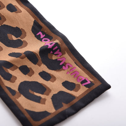 Louis Vuitton Silk Leopard Bandeau Scarf Marron 3 of 4