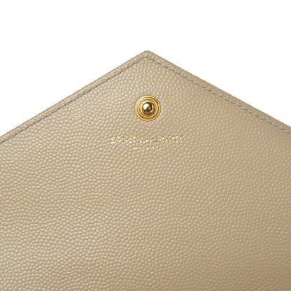 Saint Laurent Grain De Poudre Matelasse Chevron Monogram Chain Wallet Nude Powder 6 of 10