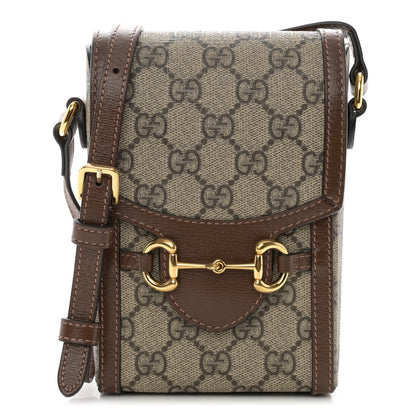 Gucci GG Supreme Monogram Mini Horsebit 1955 Crossbody Bag Beige Brown Sugar 1 of 10