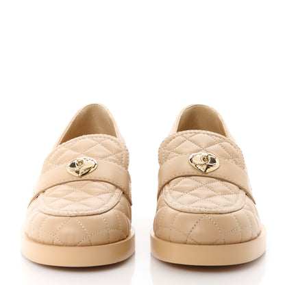 Chanel Lambskin Quilted CC Heart Loafers 37 Beige 39.5 Beige 2 of 9