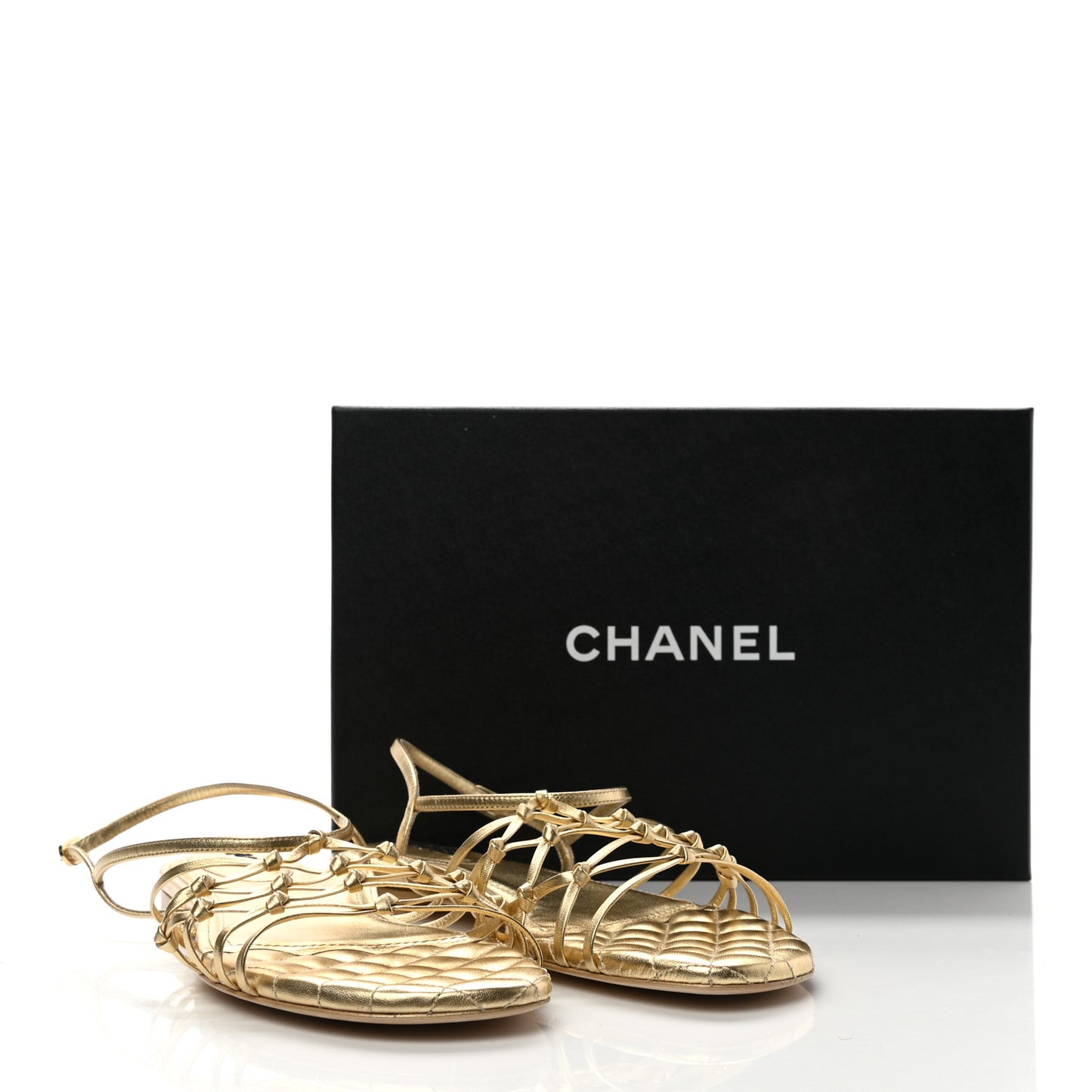 Laminated Lambskin CC Sandals 42 Gold