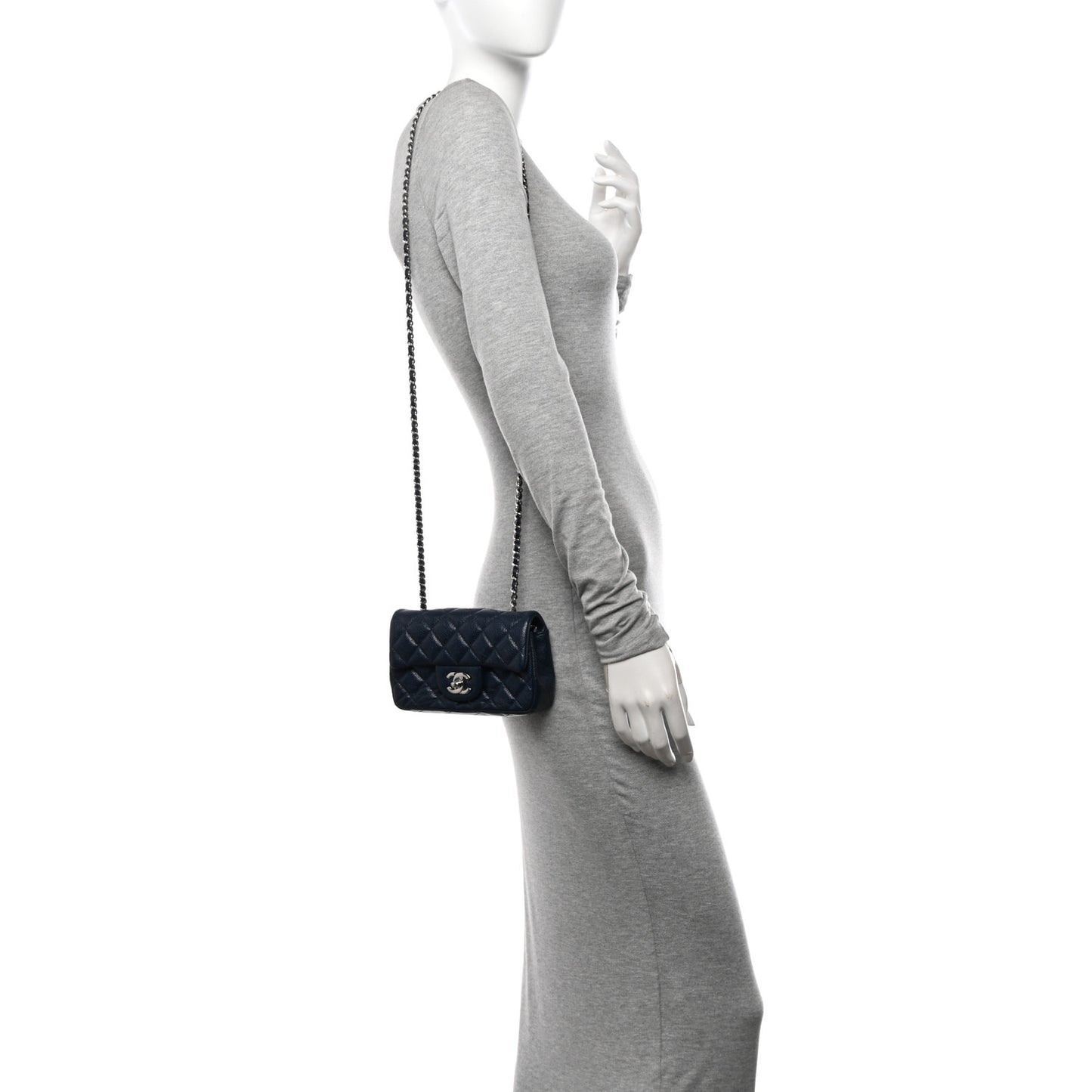 Caviar Quilted Extra Mini Flap Blue