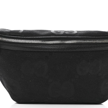 Gucci Monogram Jumbo GG Textured Dollar Calfskin Web Belt Bag Black 7 of 10