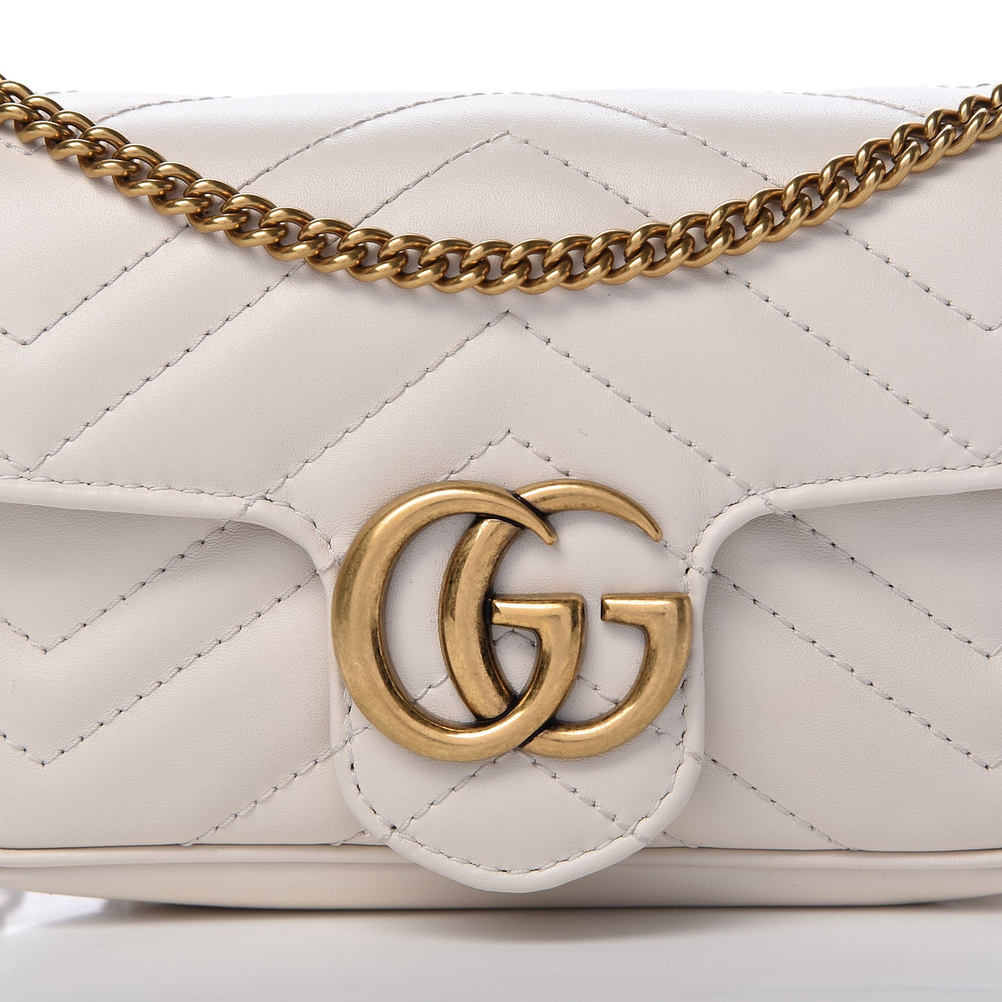 Calfskin Matelasse Super Mini GG Marmont Shoulder Bag White