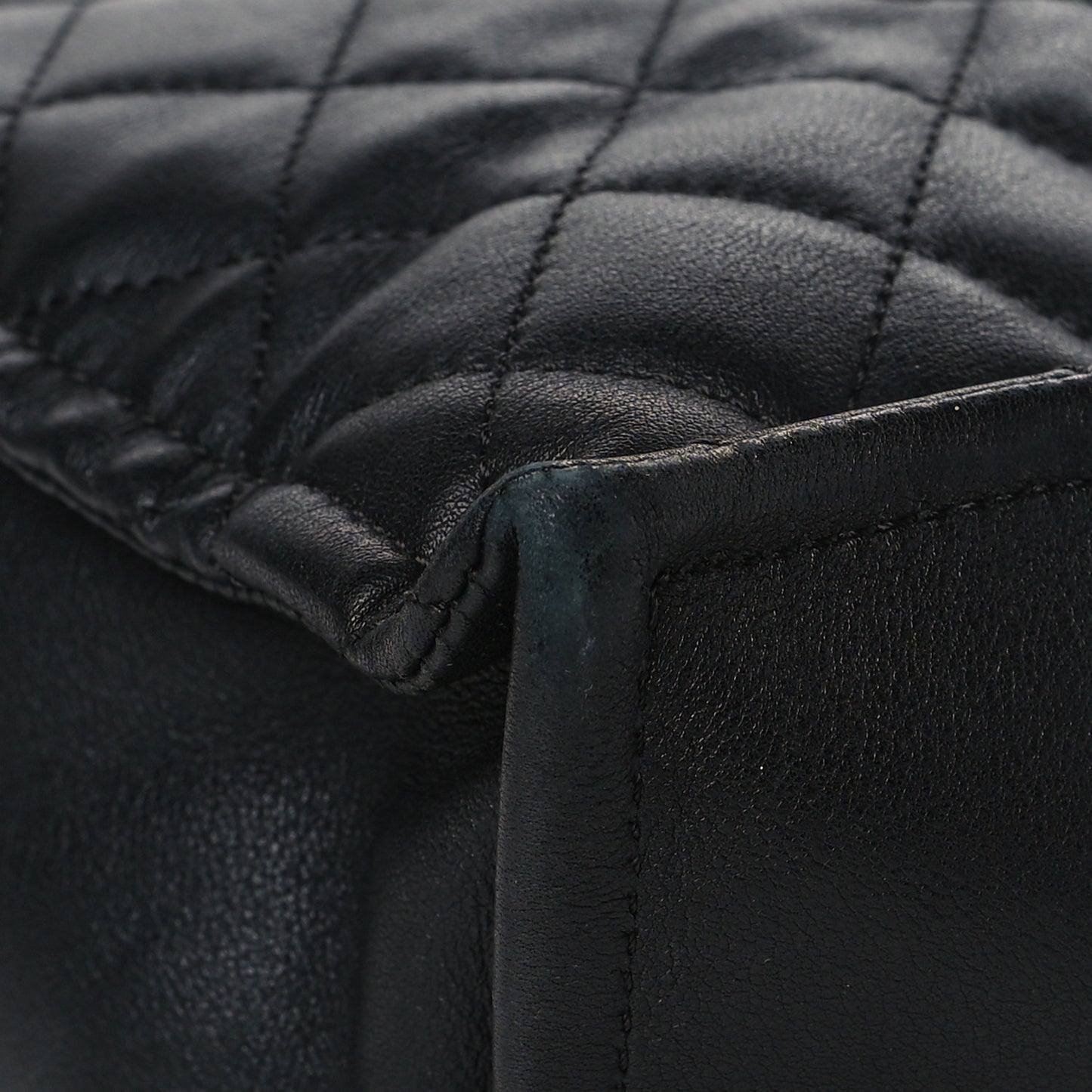 Calfskin Quilted Large Boy Tote Black