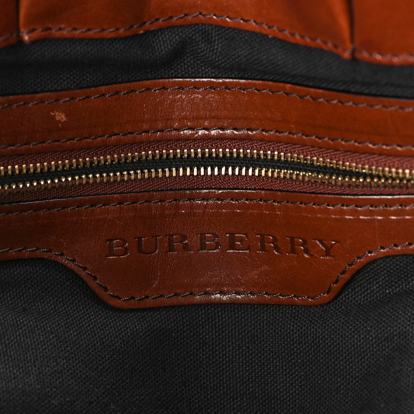Bridle Calfskin House Check Medium Whipstitch Tote Dark Tan