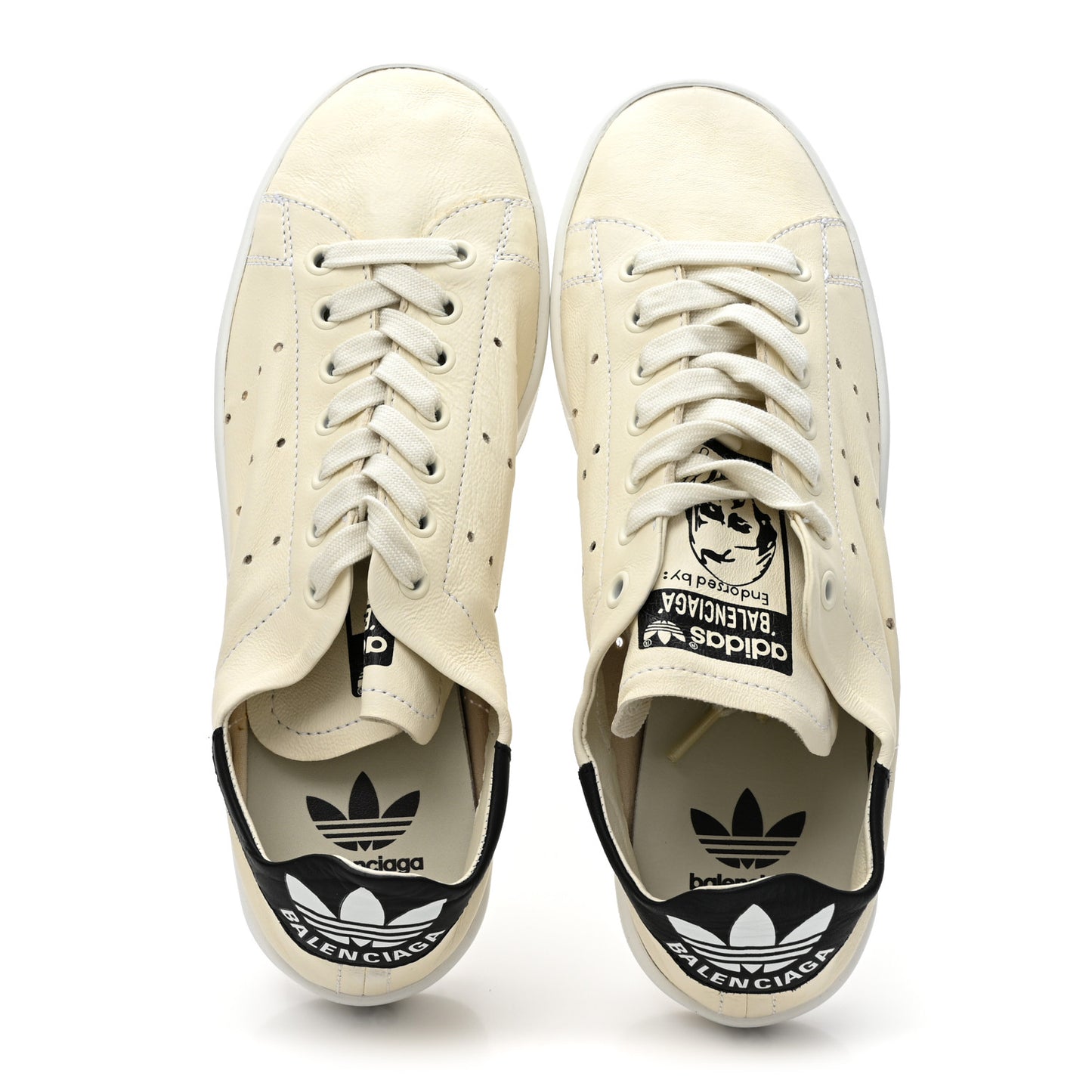 X ADIDAS Calfskin Womens Stan Smith Sneakers 39 Off White Black