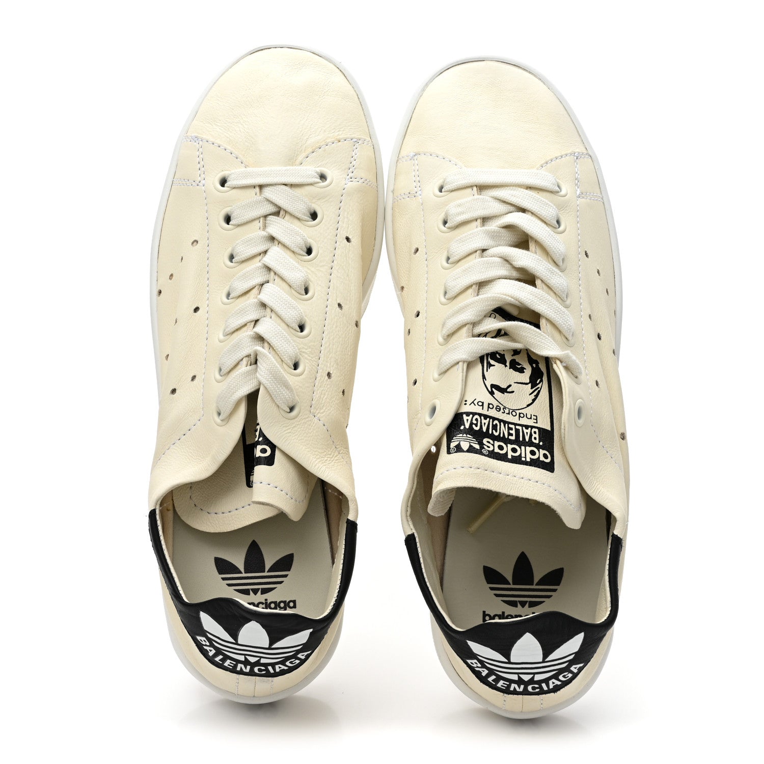 Balenciaga X ADIDAS Calfskin Womens Stan Smith Sneakers 39 Off White Black 2 of 11