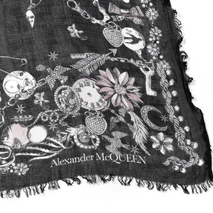 Alexander McQueen Modal Jewelled Skull Scarf Black Multicolor 2 of 5