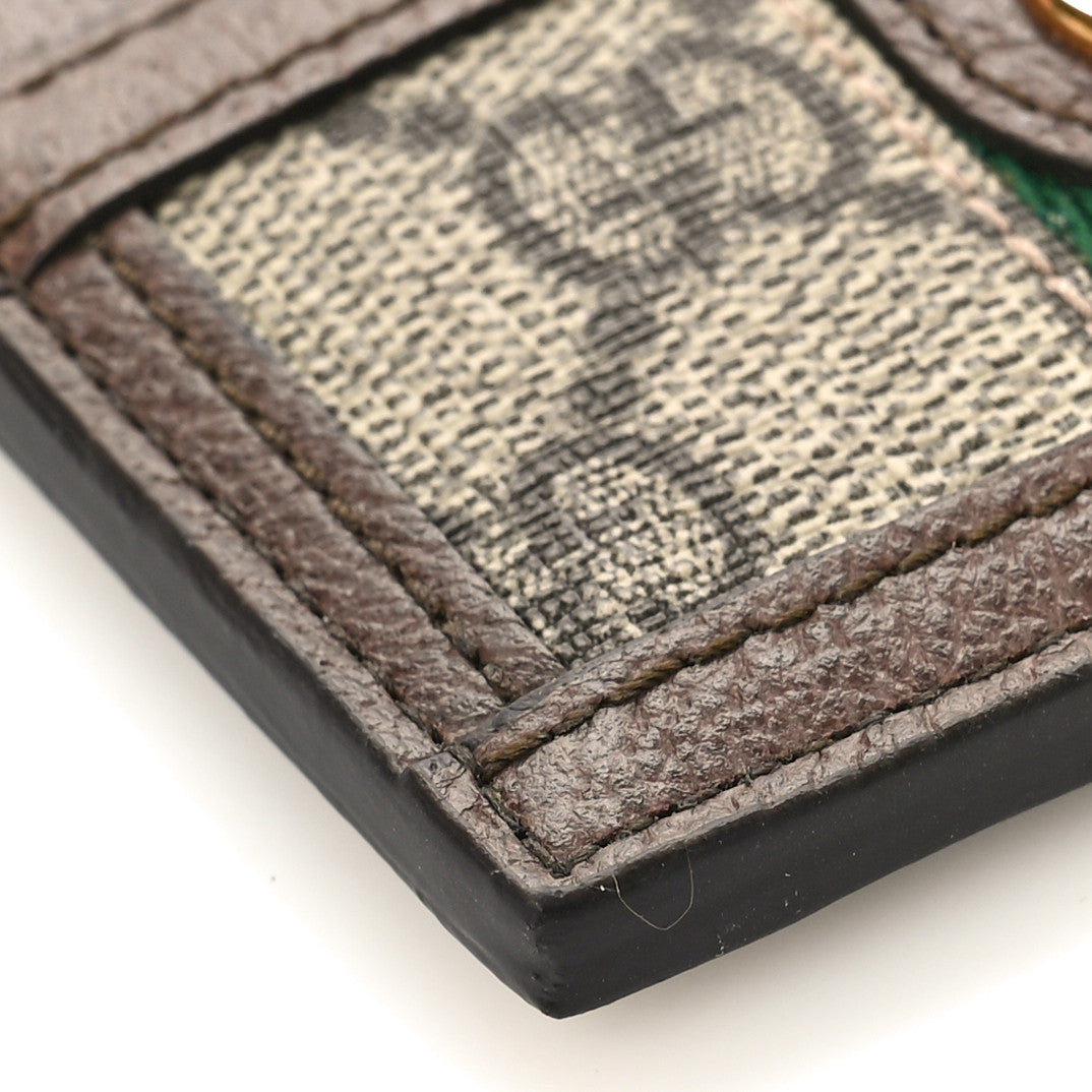 GG Supreme Monogram Textured Dollar Calfskin Ophidia Card Holder Beige Ebony New Acero