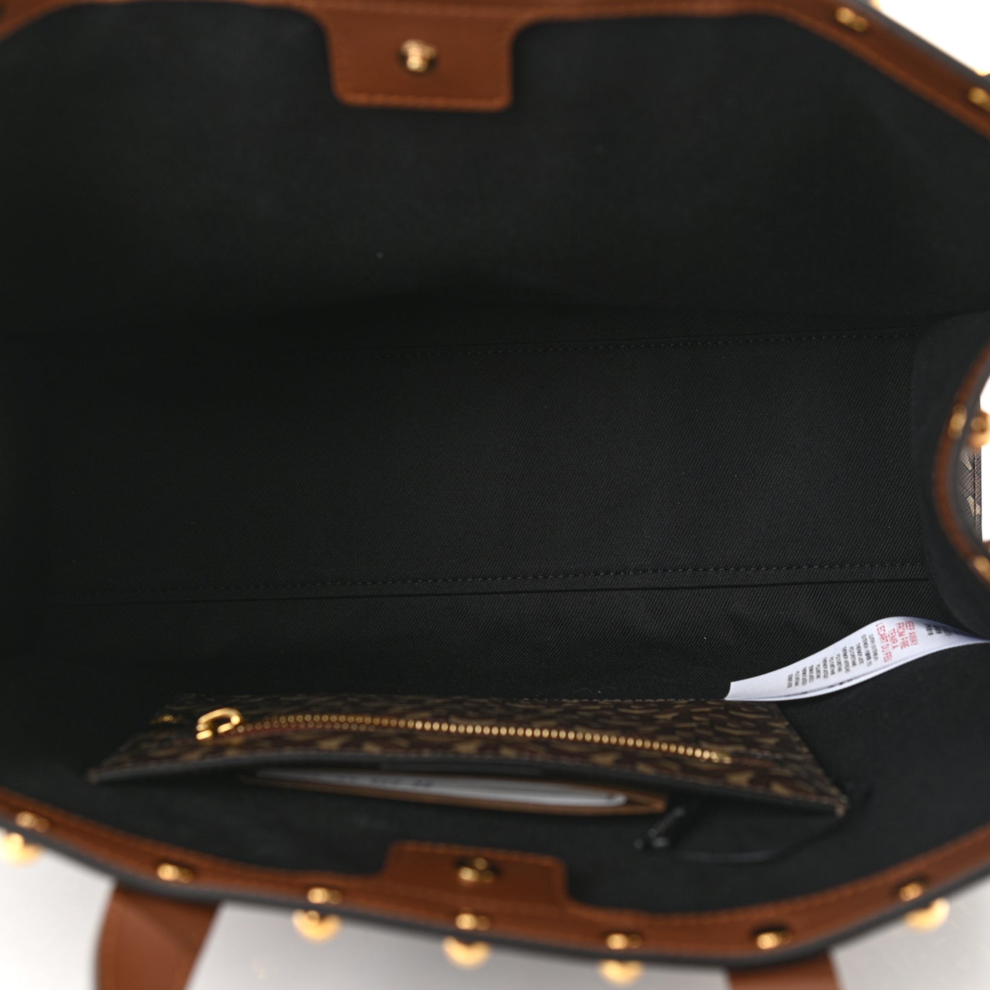 E-Canvas Monogram Studded Book Tote Bridle Brown