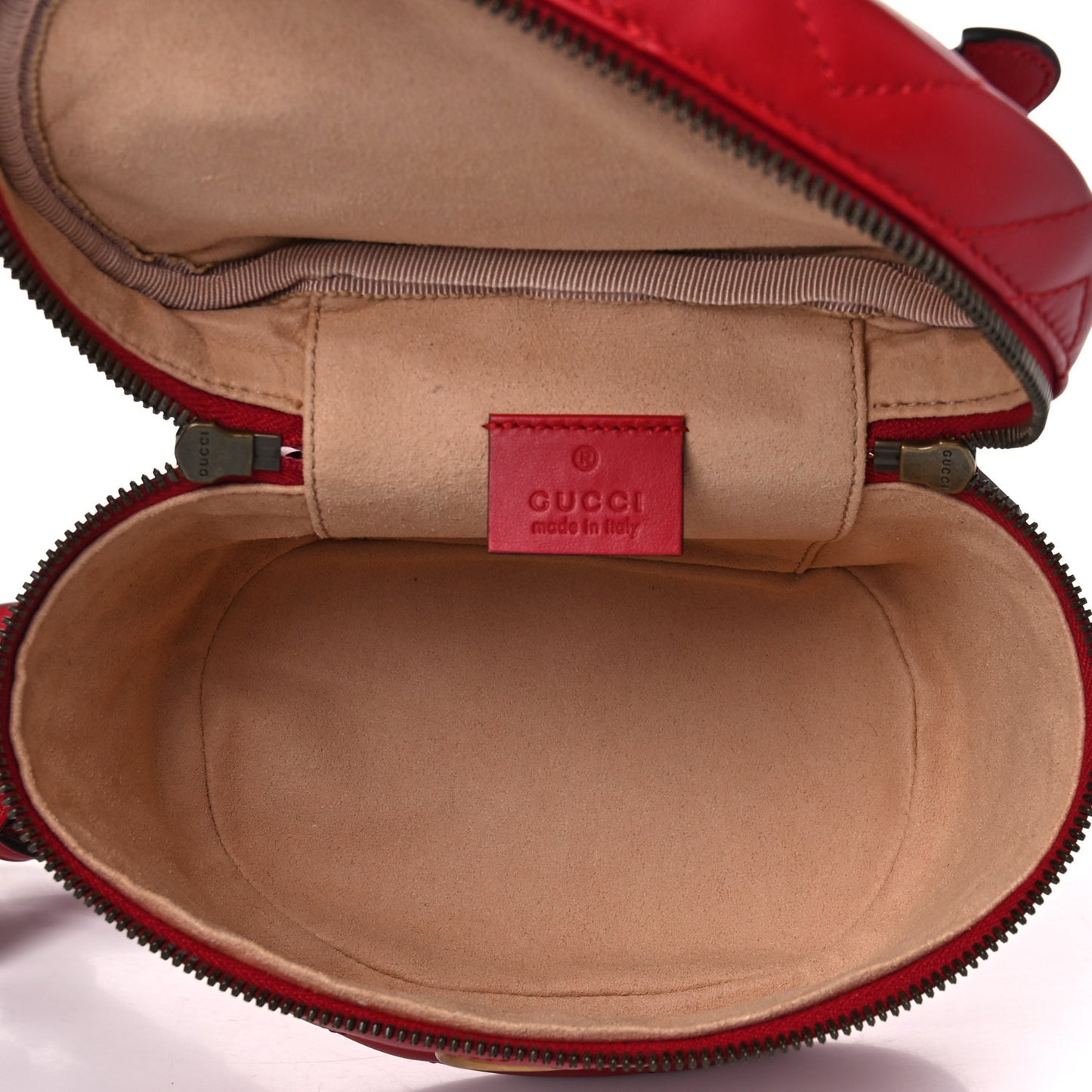 Calfskin Matelasse Mini GG Marmont Round Backpack Hibiscus Red