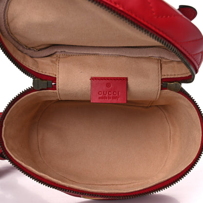 Gucci Calfskin Matelasse Mini GG Marmont Round Backpack Hibiscus Red 4 of 9