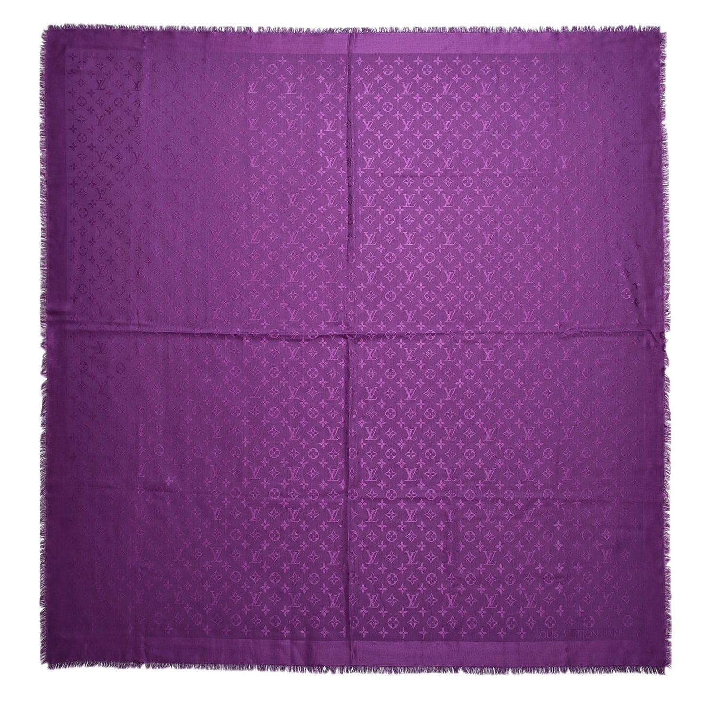 Silk Wool Monogram Shawl Cassis