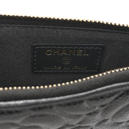 Chanel Caviar Camellia Embossed Classic Flat Wallet Pouch Black 6 of 8