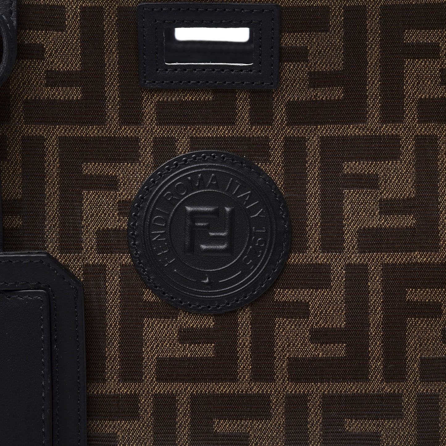 Glazed Fabric Vitello Century FF 1974 Stamp Patch Mini Peekaboo Defender Cover Mogano Panna Black