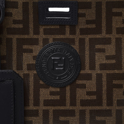 Fendi Glazed Fabric Vitello Century FF 1974 Stamp Patch Mini Peekaboo Defender Cover Mogano Panna Black 11 of 11