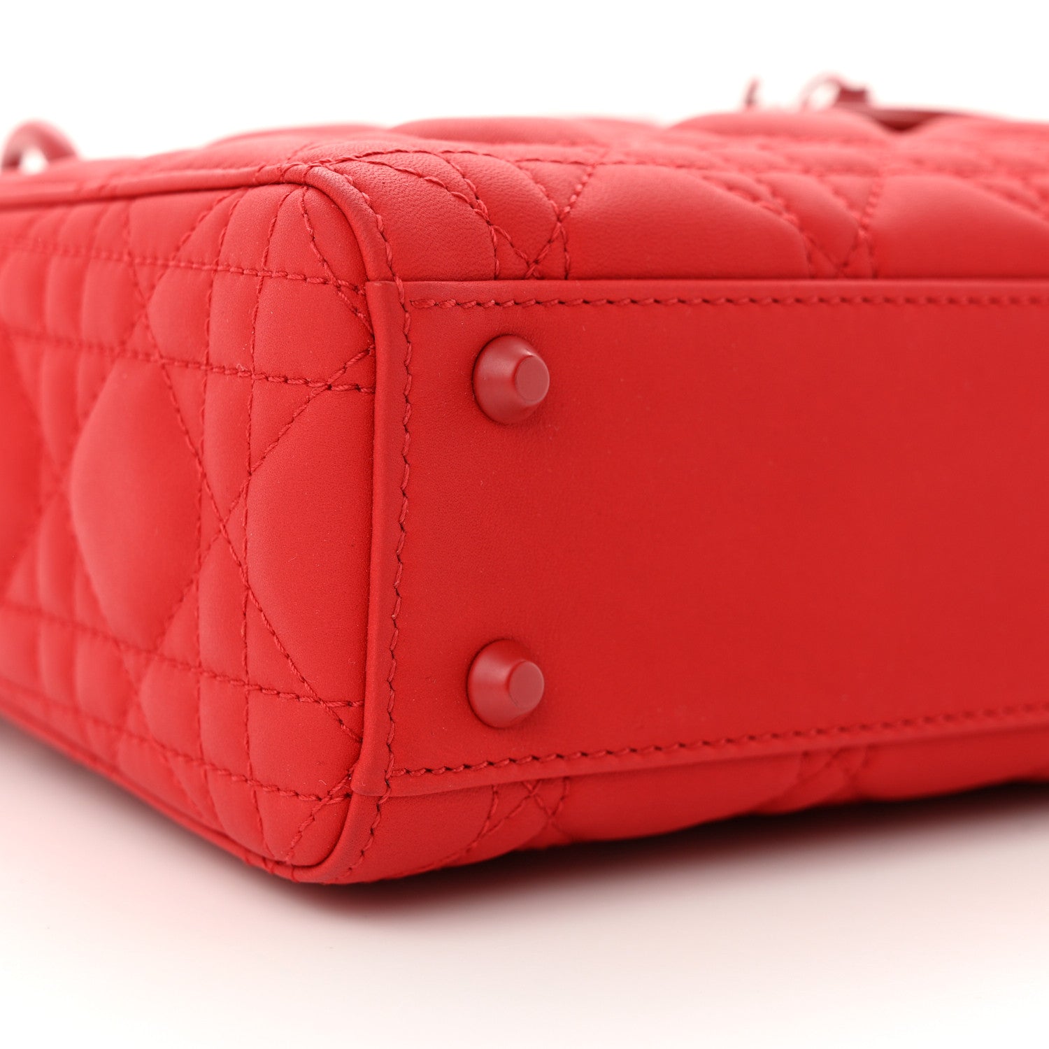 Christian Dior Ultra Matte Calfskin Cannage Mini Lady Dior Red 7 of 8