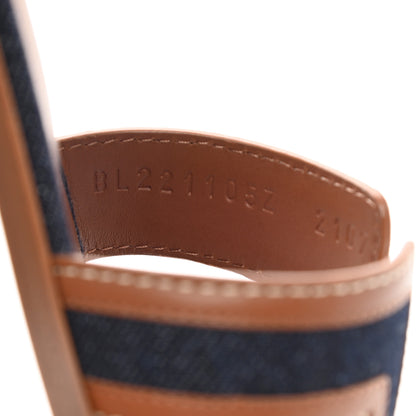 Hermes Calfskin Denim Oran Sandals 37 Bleu Brut Gold 8 of 9