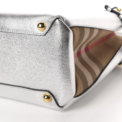 Burberry Metallic Grainy Calfskin House Check Medium Banner Tote Silver 7 of 10