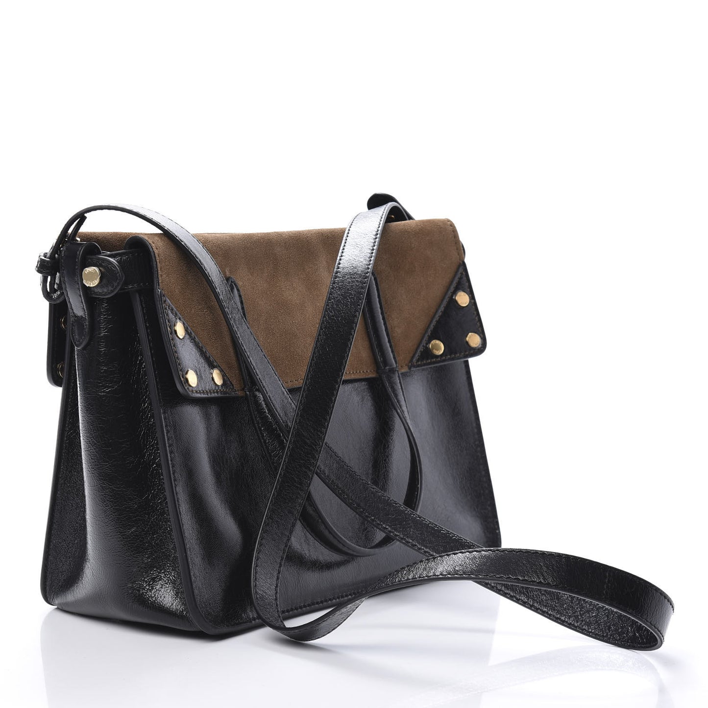 Agnello Old Shine Vitello Go Rain Small Flip Tote Black Marrone