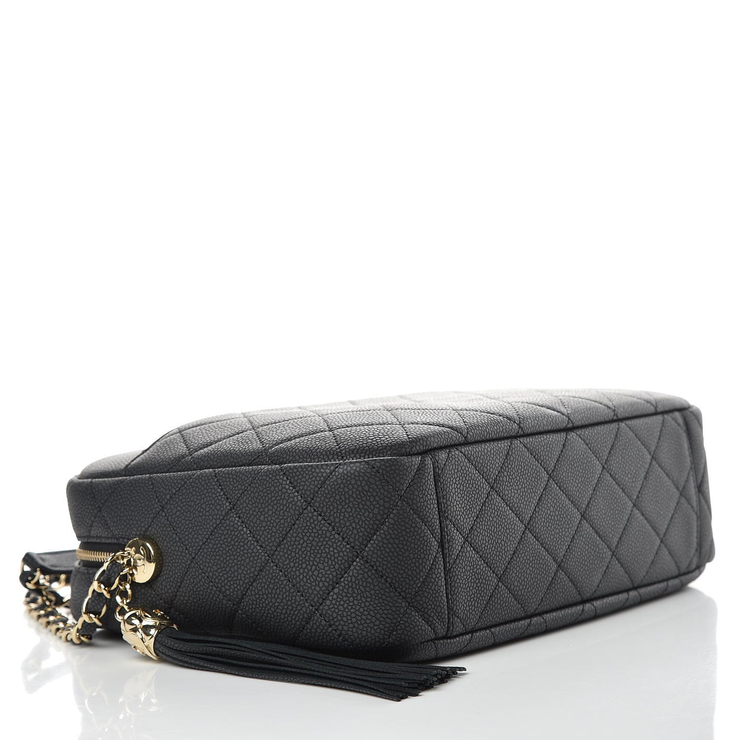 Caviar Quilted Large Coco Tassel Camera Case Black