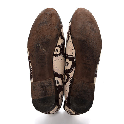 Chanel Lambskin Canvas Printed CC Cap Toe Ballerina Flats 39 Brown 7 of 13