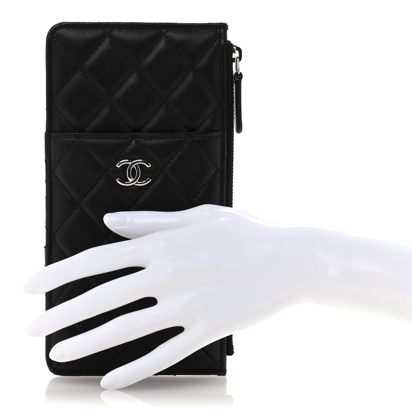Lambskin Quilted Classic iPhone Pouch Black