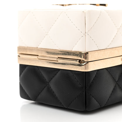 Chanel Lambskin Quilted Clutch With Chain Black White 10 of 11